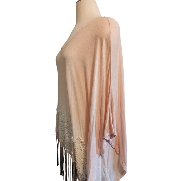 CHICOS FELICITY V-NECK FRINGE PONCHO SIZE S/M - Picture 4 of 8